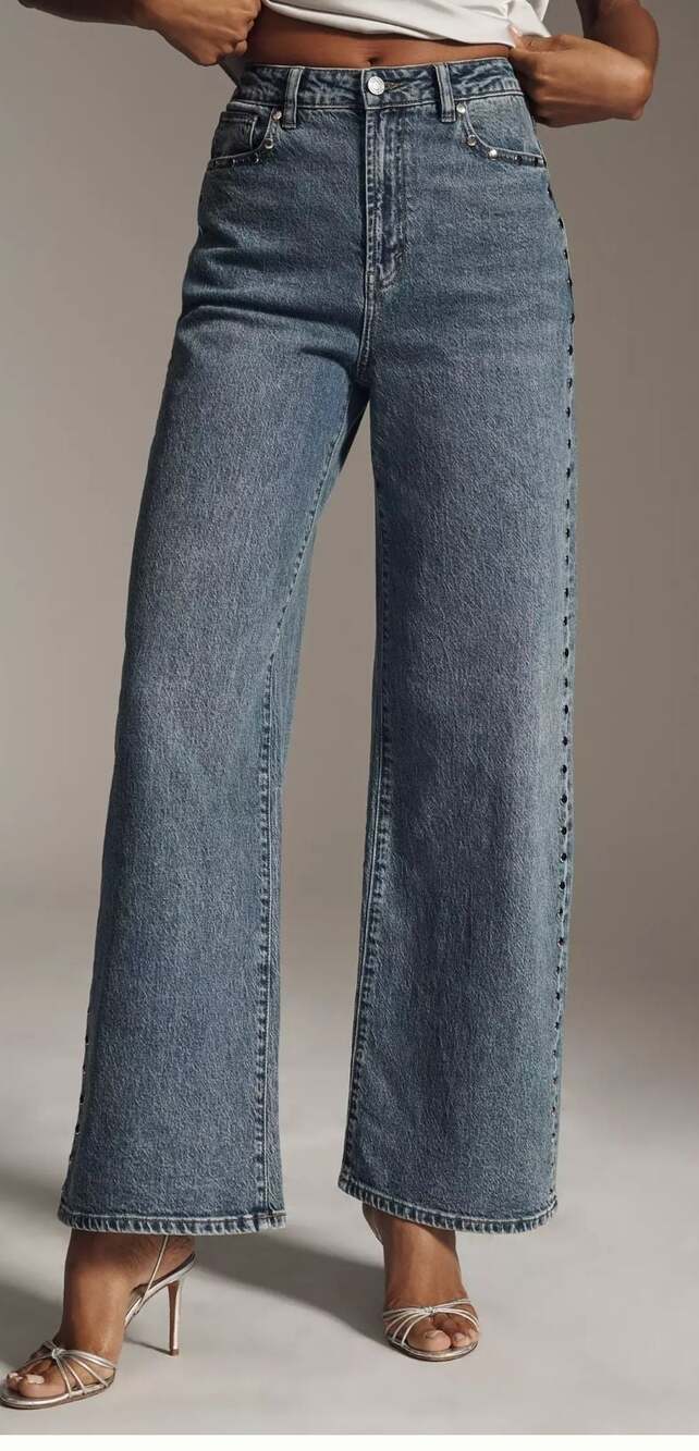 NWT Habitual Gemma Studded Wide Leg Slouch Jeans 10/30 High Rise Y2K